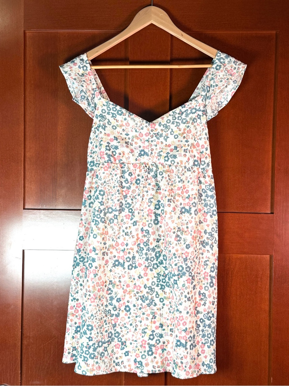 Stitch & Pine Floral Dress XL Open Back Tie Flutter Sleeve Cottagecore